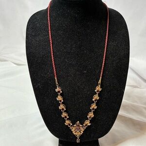 Bollywood Vintage Gold and Ruby Red Necklace GUC